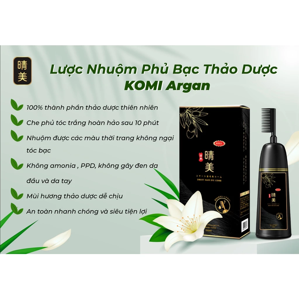 Nhuộm Phủ Bạc Thảo Dược Komi Argan 350ml Nhật Bản (có lược)