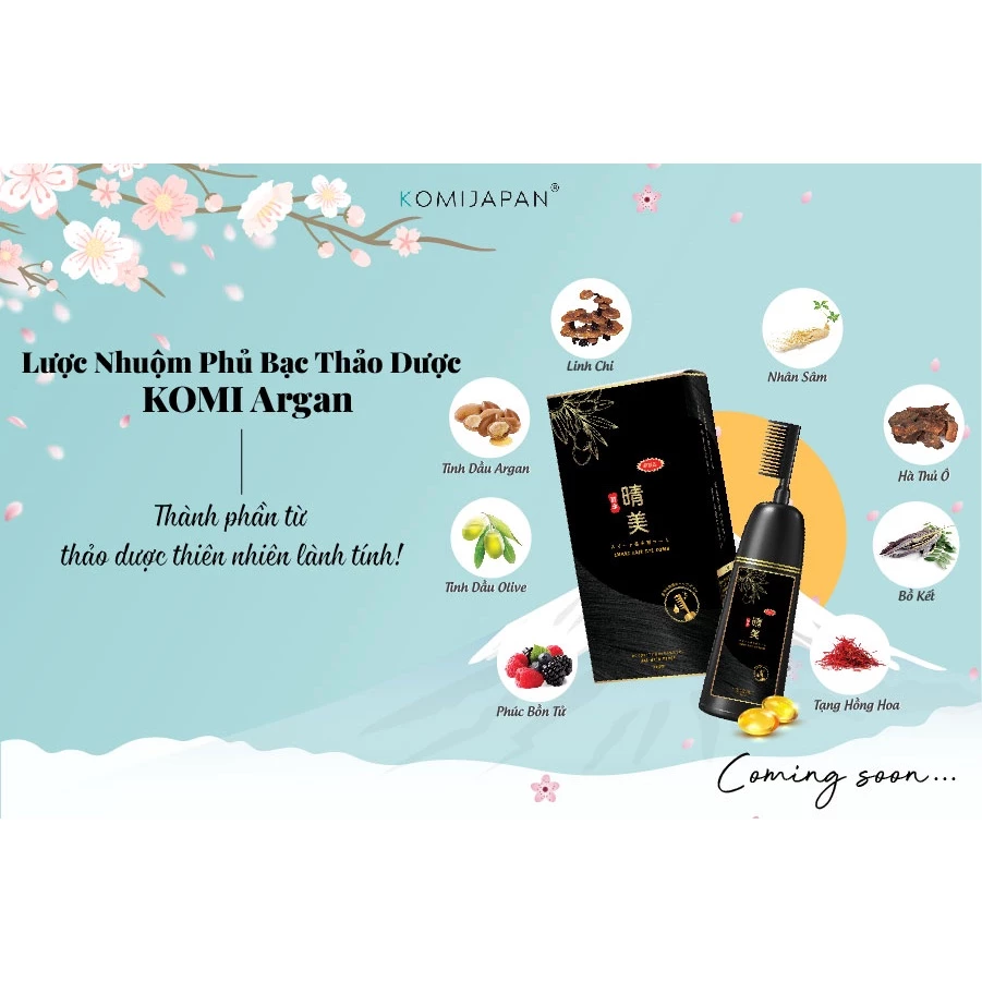 Nhuộm Phủ Bạc Thảo Dược Komi Argan 350ml Nhật Bản (có lược)
