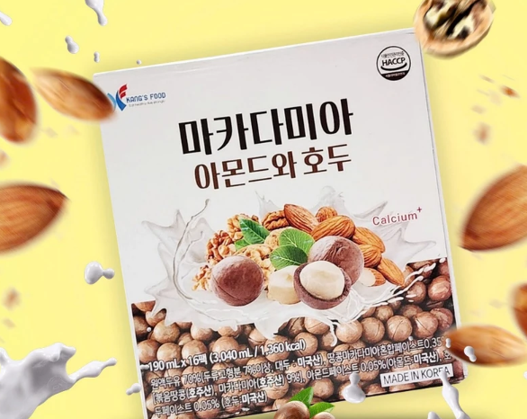 Sữa hạt Macca, hạnh nhân, óc chó KSun Hàn Quốc ( thùng 16 hộp x 190ml) - Hàng Nhật nội địa