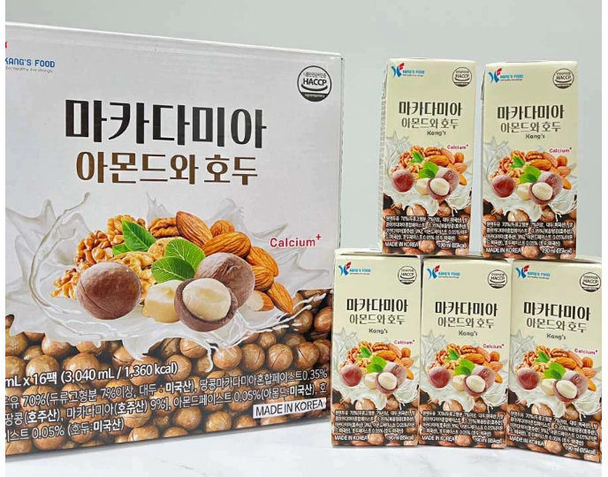 Sữa hạt Macca, hạnh nhân, óc chó KSun Hàn Quốc ( thùng 16 hộp x 190ml) - Hàng Nhật nội địa