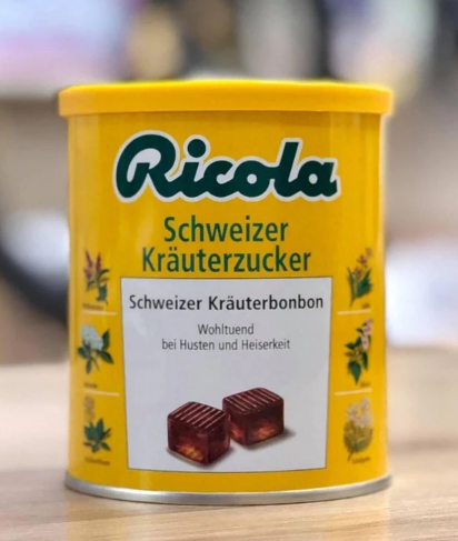 Kẹo ngậm ho ricola màu vàng lọ 250g - Hàng Nhật nội địa