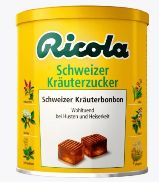 Kẹo ngậm ho ricola màu vàng lọ 250g - Hàng Nhật nội địa