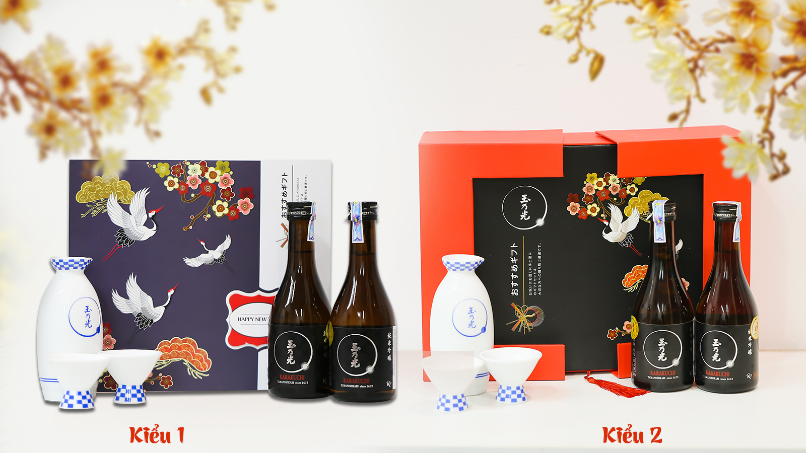 Hộp rượu cao cấp: Set 2 rượu Sake Junmai Ginjo Karakuchi 720ml