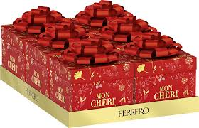 Hộp quà thắt nơ Socola (Chocolate) nhân rượu anh đào Mon Cheri Ferrero 283g - Hàng Nhật nội địa