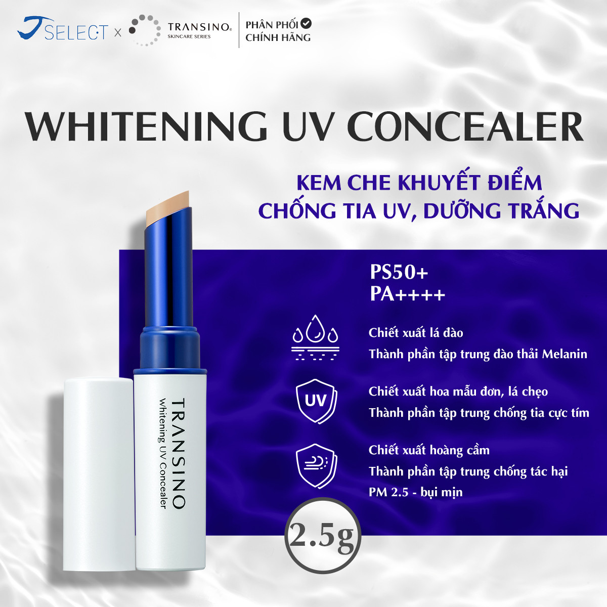 Thanh Che Khuyết Điểm Transino Whitening UV Concealer SPF50 PA++++ (2.5g) - Hàng Nhật nội địa