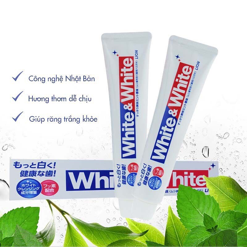 (Big Sale) Kem đánh răng người lớn White and White 150g  - Hàng Nhật nội địa