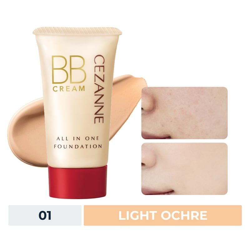 Kem nền BB Cream Cezanne 40g SPF 23, PA++ màu 01 Light ochre cho da sáng - Hàng Nhật nội địa