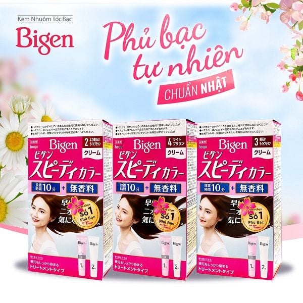 Thuốc nhuộm tóc phủ bạc nhanh 10p Nhật Bản Bigen Speedy Color Cream màu 4 (nâu hạt dẻ) - Hàng Nhật nội địa