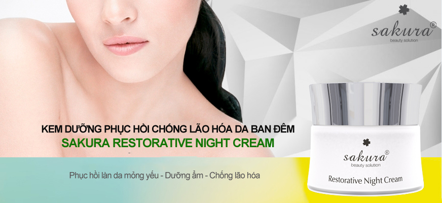 KEM DƯỠNG TRẮNG, PHỤC HỒI DA BAN ĐÊM SAKURA CRYSTAL CLEAR WHITE & REPAIRING CREAM