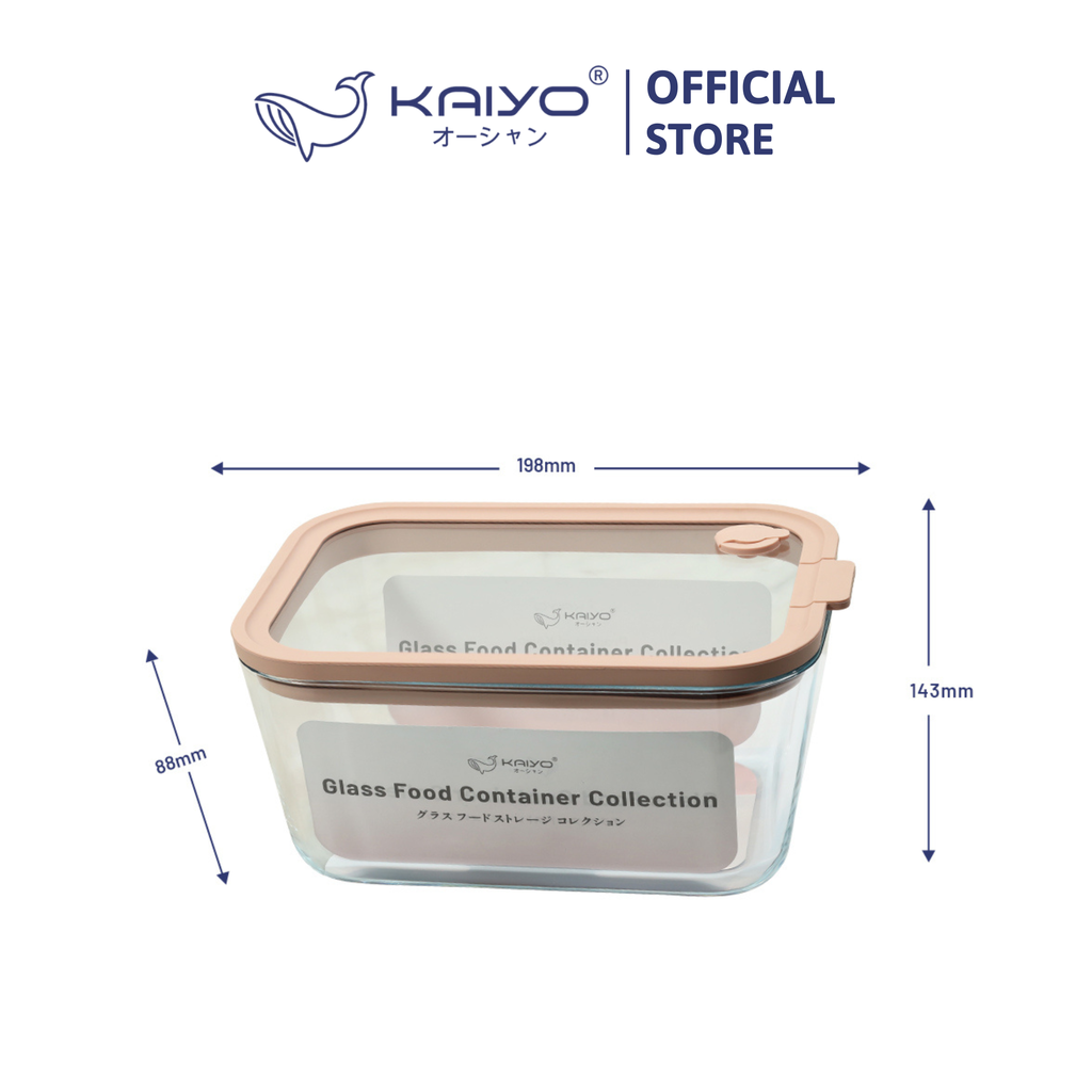 Hộp đựng thực phẩm thuỷ tinh chịu nhiệt borosilicate hình chữ nhật dáng sâu Kaiyo 1380ml - Hàng Nhật nội địa