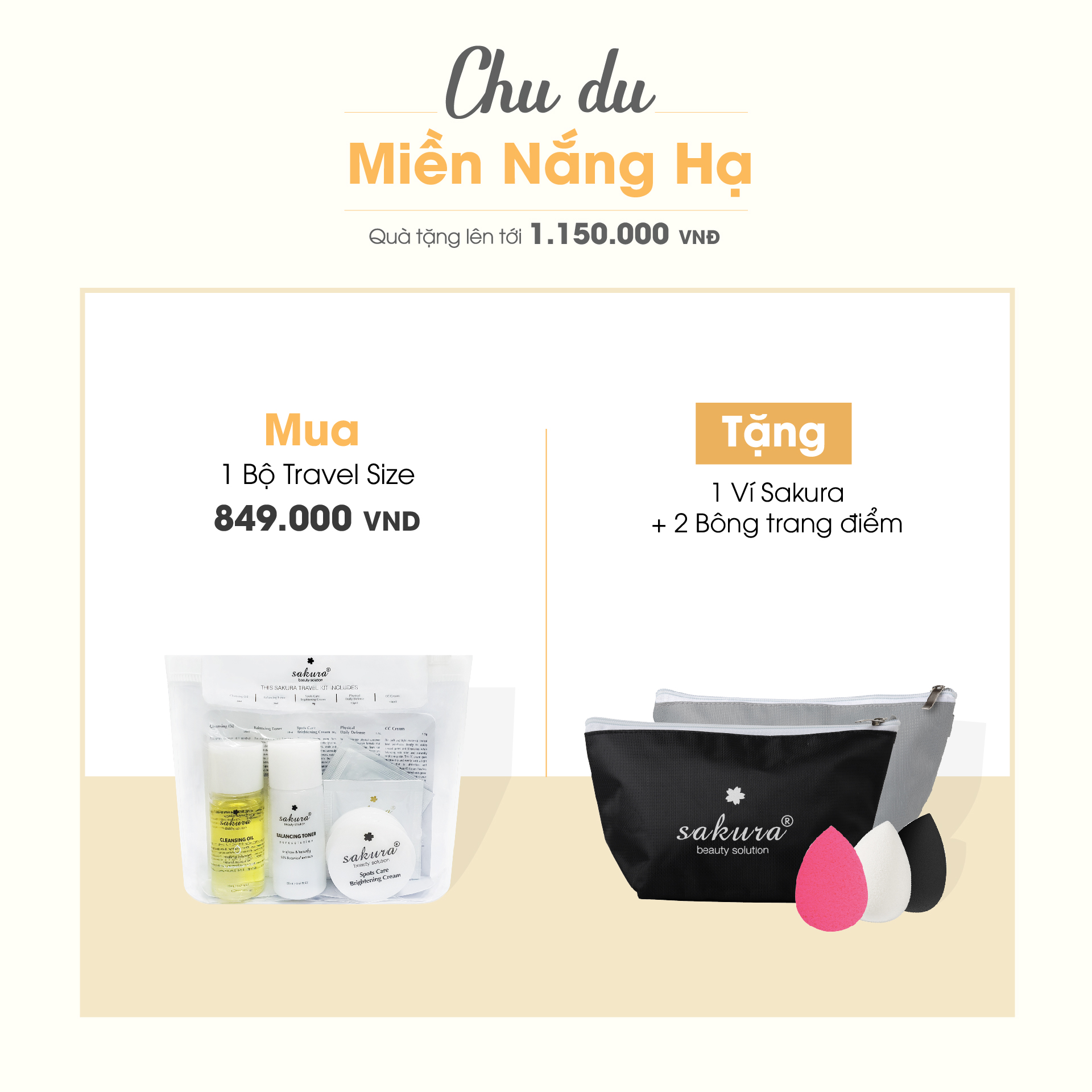 Bộ Dưỡng Da Trang Điểm Minisize Sakura Travel Kit