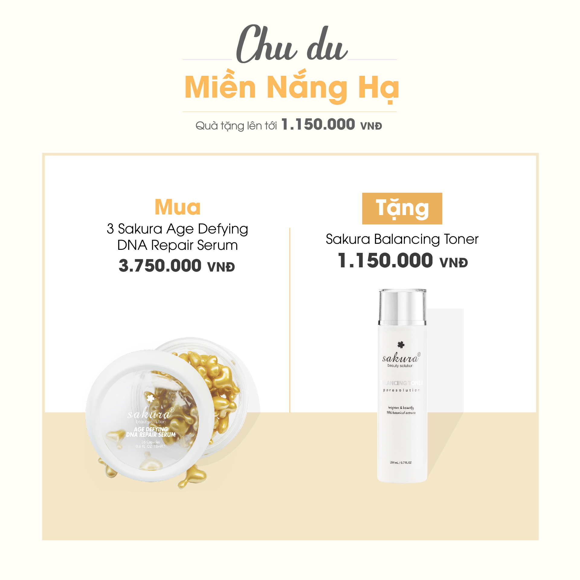 Bộ 3 hộp Serum Chống Lão Hóa Sakura 36 viên Sakura Age Defying DNA Repair Serum