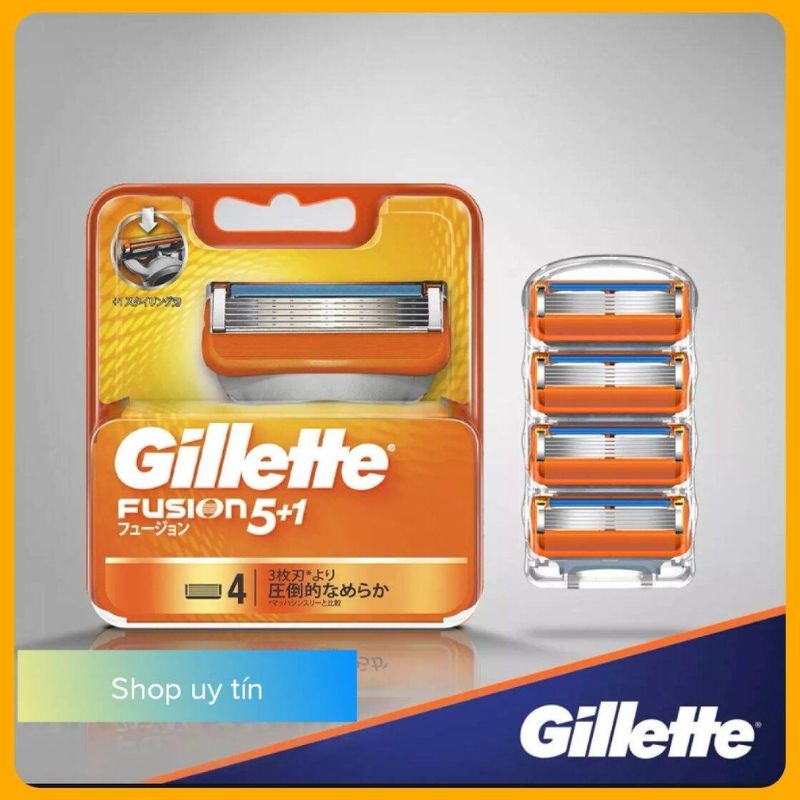 Set 4 lưỡi dao cạo râu Gillette Fusion 5 lưỡi kép - Hàng Nhật nội địa