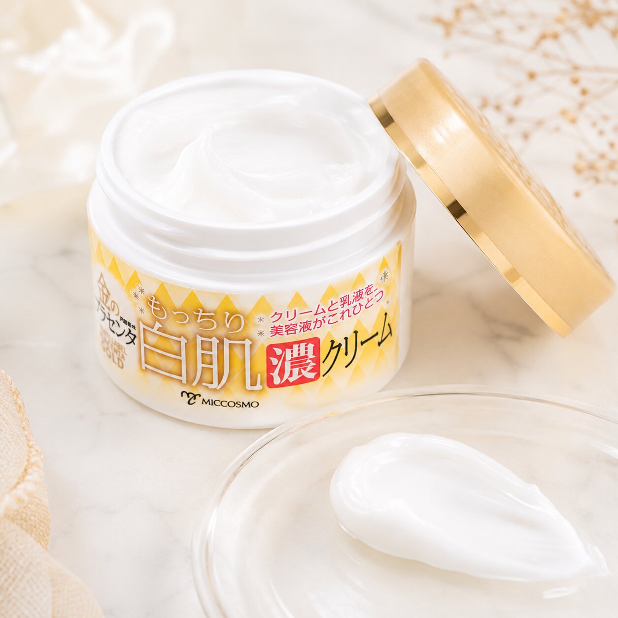 Kem dưỡng cao cấp chứa nhau thai đậm đặc cấp ẩm sâu, ngừa lão hóa White Label Premium Placenta Gold Cream MICCOSMO 60g - Hàng Nhật chính hãng