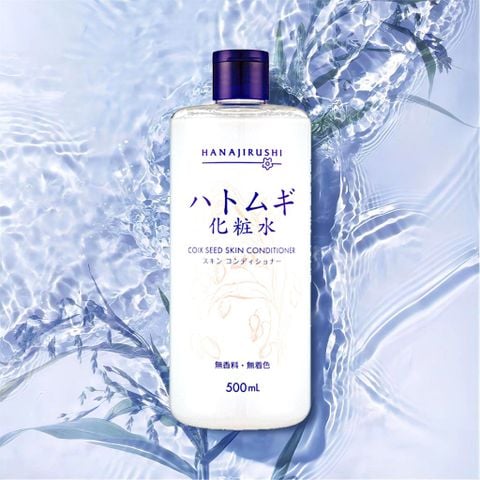 Nước hoa hồng cấp ẩm, trắng da Hanajirushi Coix Seed Skin Conditioner 500ml - Hàng Nhật nội địa