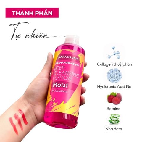 Nước tẩy trang Hanajirushi Deep Cleansing Lotion Moist (380ml) - dành cho da khô - Hàng Nhật nội địa