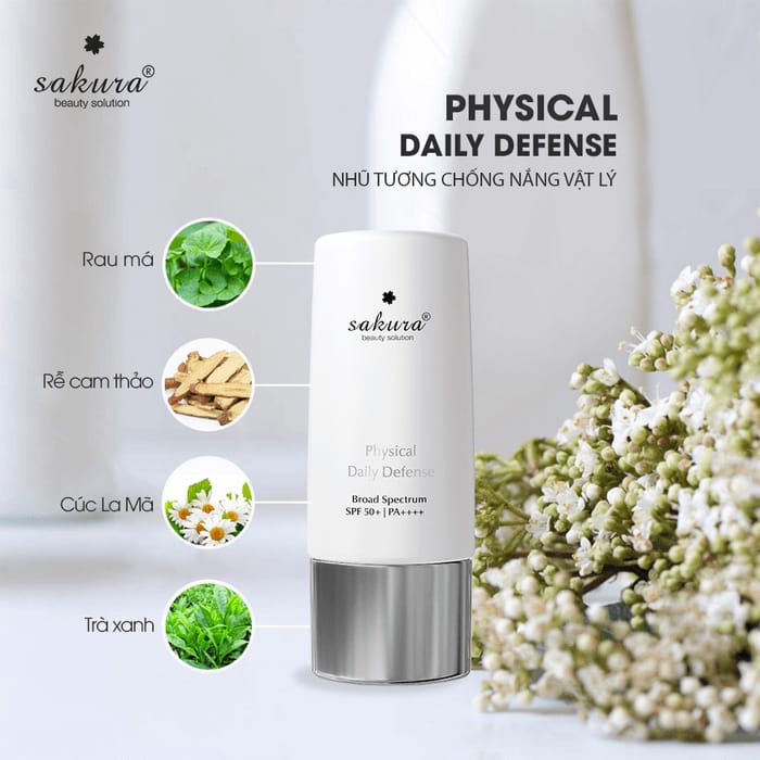 Nhũ tương chống nắng vật lý Sakura ysical Daily Defense SPF 50+ PA ++++ 60g