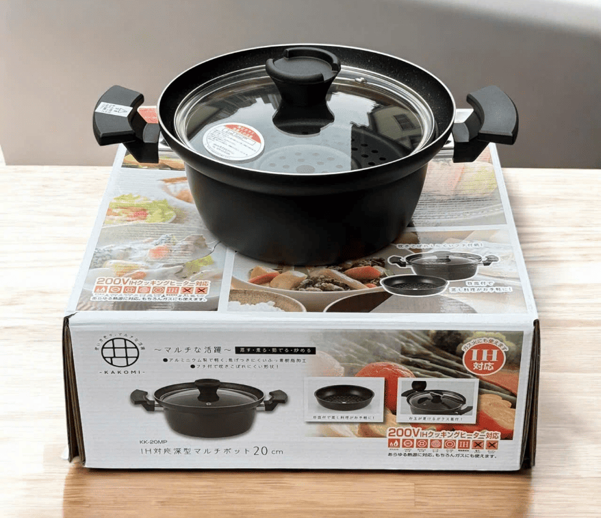 Nồi nhôm đúc chống dính hoa cương kèm khay hấp Tamahashi 24cm - Hàng Nhật nội địa