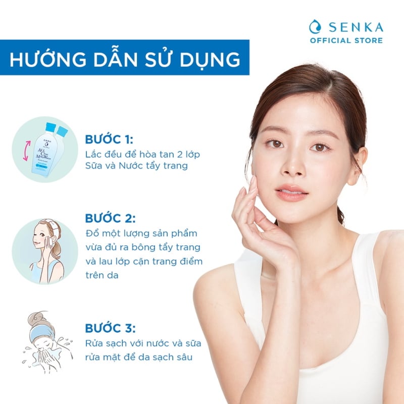 Nước Sữa Tẩy Trang 2 lớp Senka A.L.L. Clear Milky Water 230ml