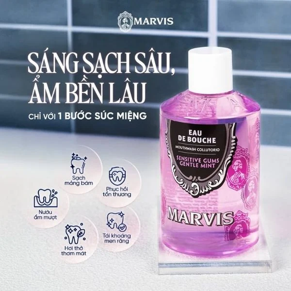 Nước Súc Miệng Marvis Sensitive Gums Gentle Mint 400ML ( Dành Cho Răng Nướu Nhạy Cảm)