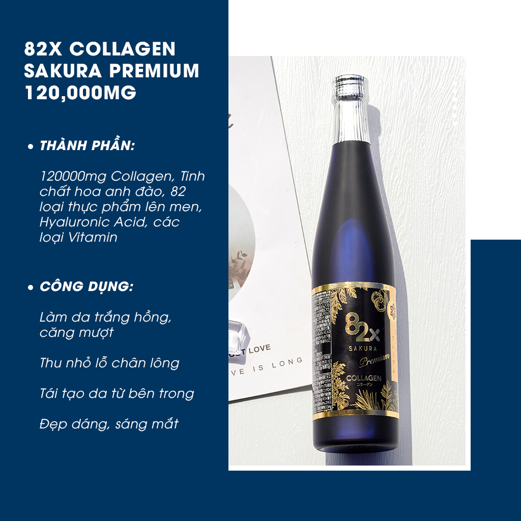Thực phẩm bảo vệ sức khỏe cao cấp Sakura Collagen Premium 82X 120,000mg 500ml - Hàng Nhật nội địa