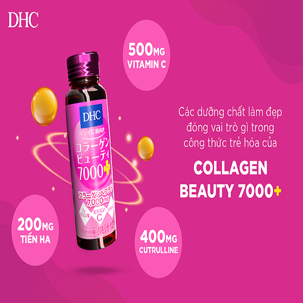 Nước Uống Bổ Sung Collagen DHC Beauty 7000 Plus Hộp 10 Chai- Hàng Nhật nội địa