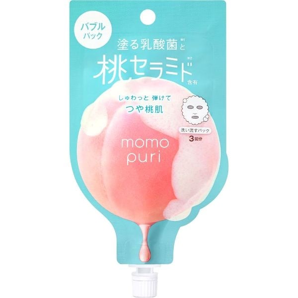 Mặt nạ sủi bọt thải độc trái đào Momo Puri xanh 20gr- Hàng Nhật nội địa