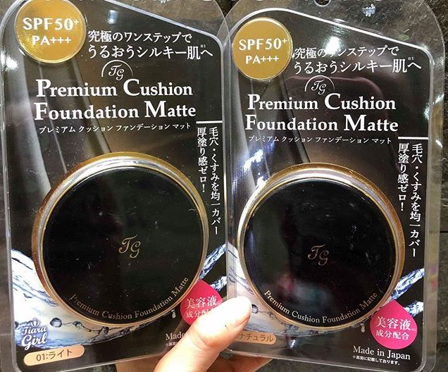 Phấn nước TG Premium Cushion màu đen cho da dầu (tone tự nhiên) Hàng Nhật nội địa