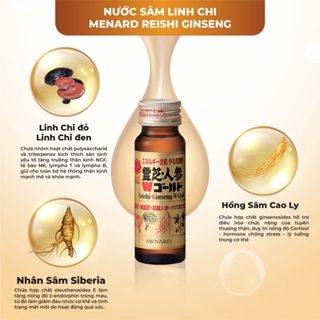 Nước Sâm Linh Chi Menard Reishi Ginseng phục hồi thể lực nhanh, tăng đề kháng (1chai x 50ml) - Hàng Nhật nội địa