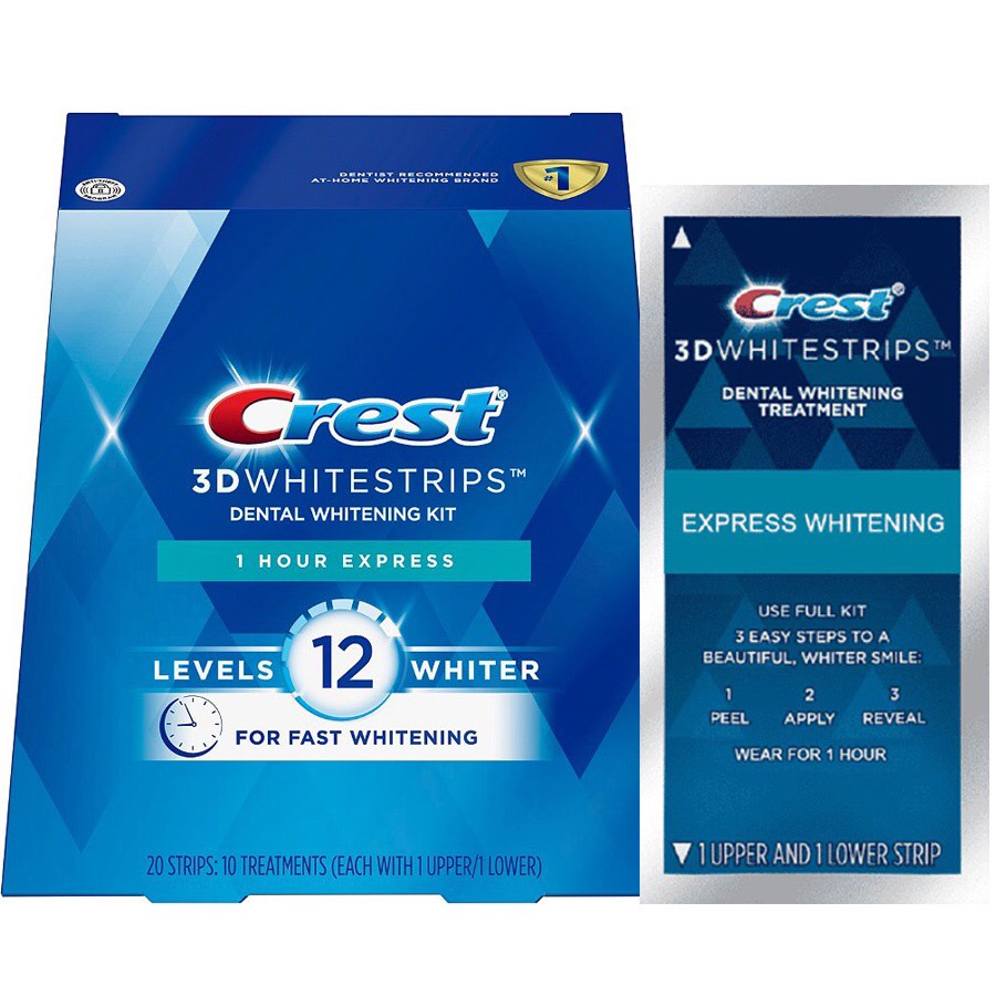 Miếng dán trắng răng Crest 3D Whitestrips Express Whitening ( dán cấp tốc)