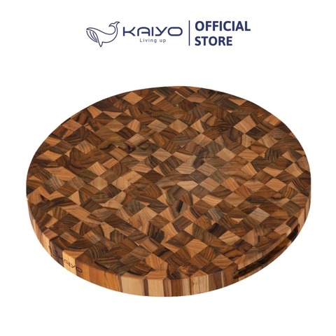 Thớt thái gỗ Teak đầu cây Kaiyo hình tròn 30 x 2,5cm - Hàng Nhật nội địa