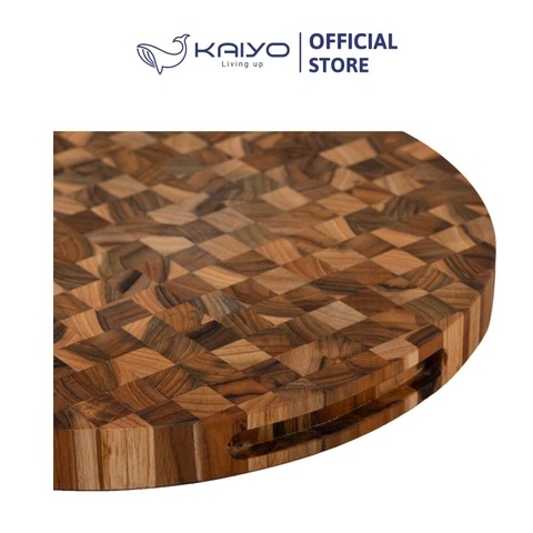 Thớt thái gỗ Teak đầu cây Kaiyo hình tròn 30 x 2,5cm - Hàng Nhật nội địa