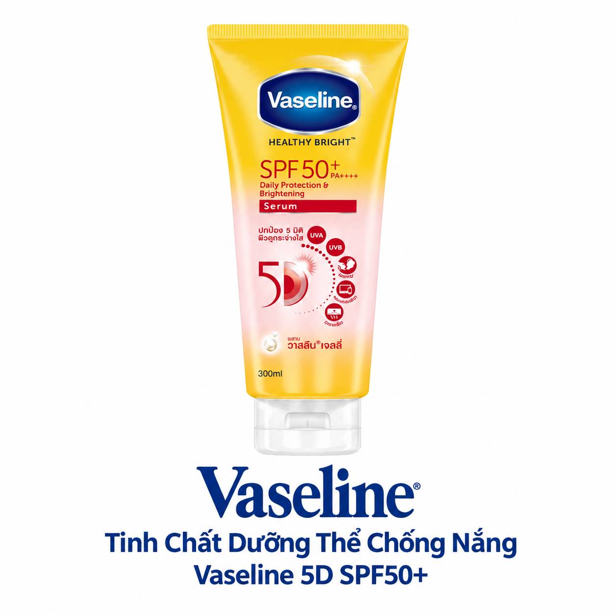 ( Thái Lan) Tinh Chất Dưỡng Thể Chống Nắng Vaseline 5D SPF50+ Bảo Vệ Da Sáng Khỏe 300ml