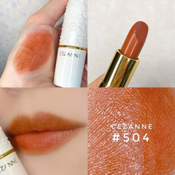 Son Lì Cezanne Không Chì Mềm Mịn Lasting Lip Color 504 (cam nâu) - Hàng Nhật nội địa