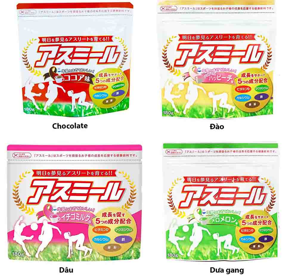 Sữa Hỗ Trợ Phát Triển Chiều Cao ASUMIRU gói 180g Dành Cho Bé Từ 3-16 Tuổi ( vị dưa gang)