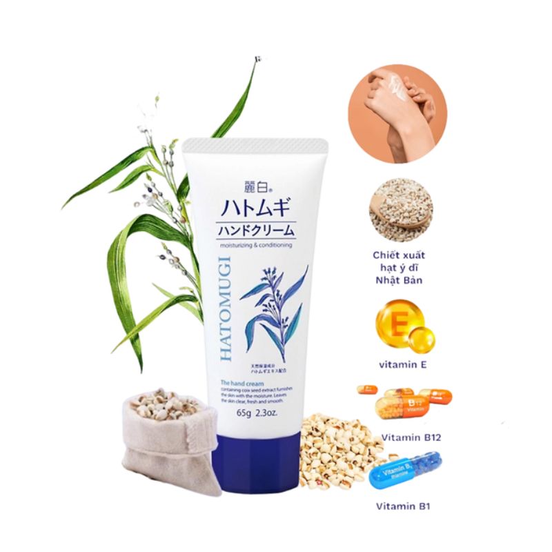 Kem dưỡng da tay Hatomugi 65g - Hàng Nhật nội địa