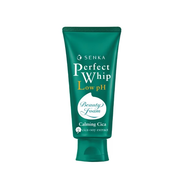 Sữa Rửa Mặt Senka Tạo Bọt Chiết Xuất Rau Má Dịu Nhẹ 100g Perfect Whip Low Ph Calming Cica- Hàng Nhật nội địa