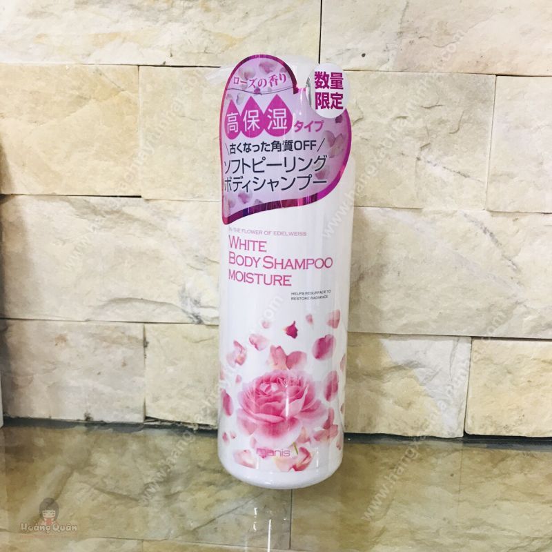 Sữa tắm trắng da Manis White Body Shampoo hương hoa hồng 450ml - Hàng Nhật nội địa