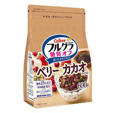 Ngũ cốc Calbee Frugra dâu, bí đỏ, nam việt quất vị cacao ít ngọt 600g - Hàng Nhật nội địa