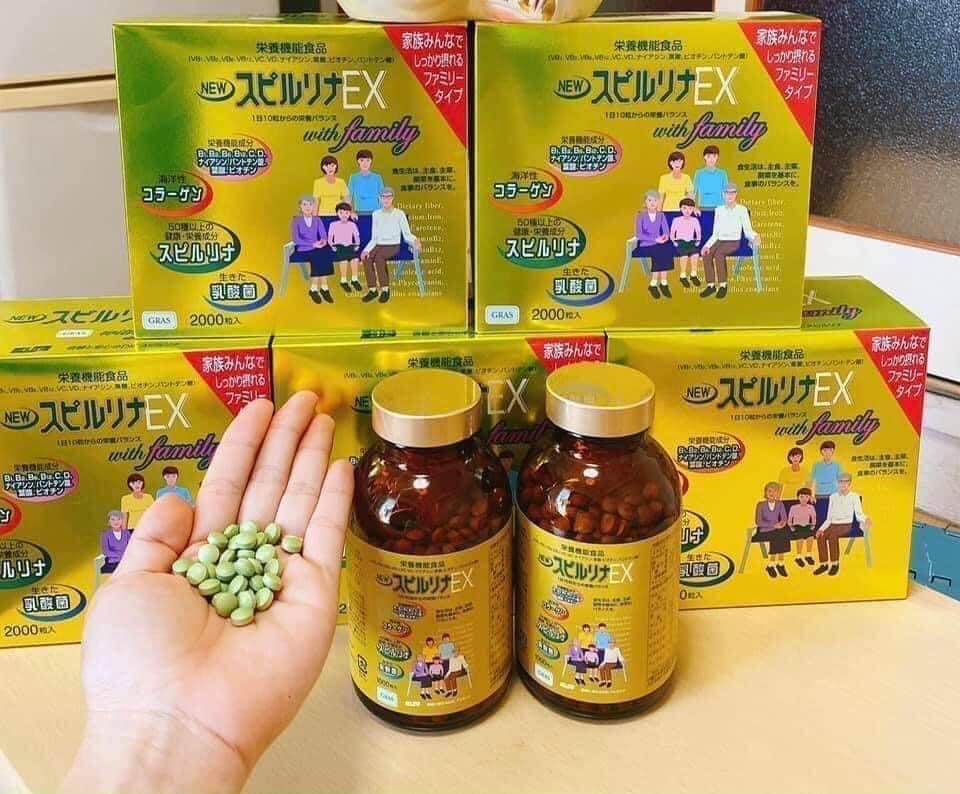 Siêu Thực Phẩm Tảo Vàng Cao Cấp Spirulina EX Family (2000 viên)- Hàng Nhật nội địa