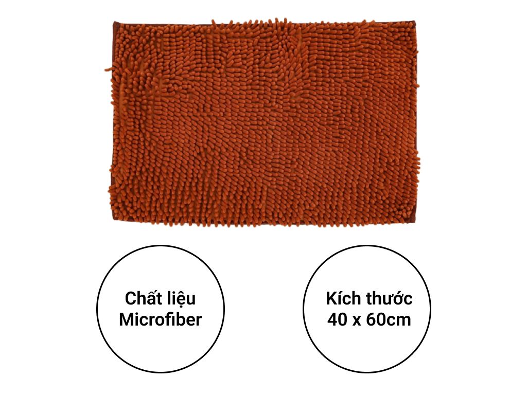 Thảm lau chân siêu thấm hút sợi Mcrofiber  (màu cam) - Hàng Nhật nội địa
