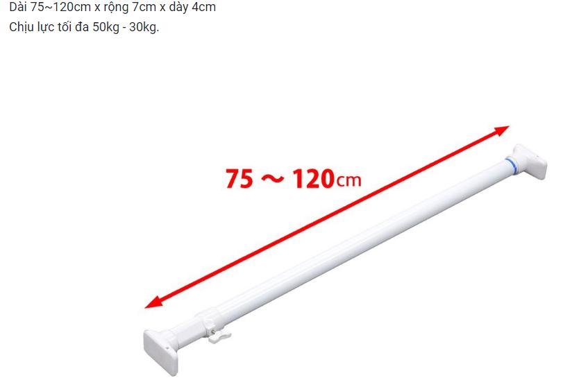 Thanh treo không cần khoan vít Heian (đế vuông, 75cm kéo dài 120cm)