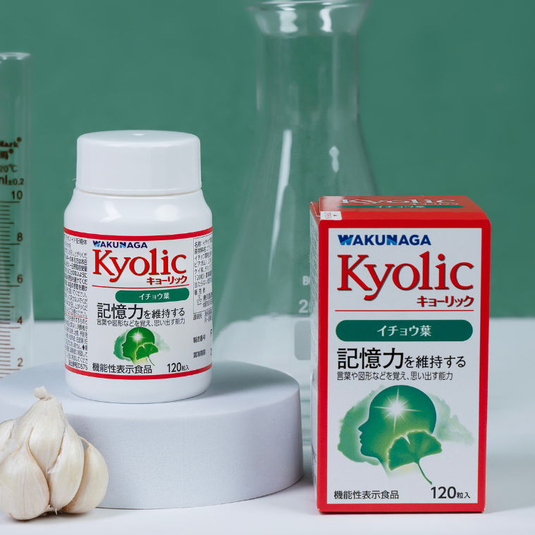 Viên uống bổ não Kyolic Ginkgo Biloba chứa tinh chất tỏi 120 viên Nhật Bản - Hàng Nhật nội địa