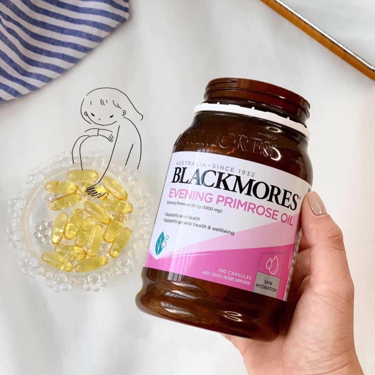 ( Úc) Tinh dầu hoa anh thảo Blackmores Evening Primrose Oil hỗ trợ nội tiết tố nữ lọ 190 viên