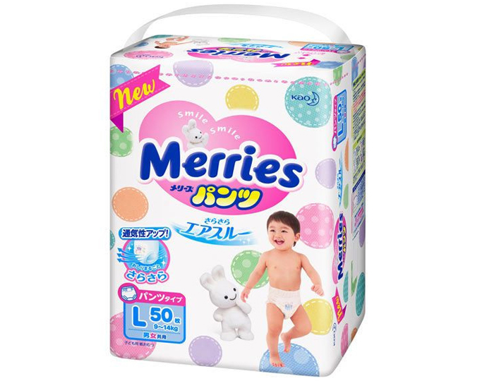 Bỉm Merries quần size L50 miếng ( 9-14Kg)