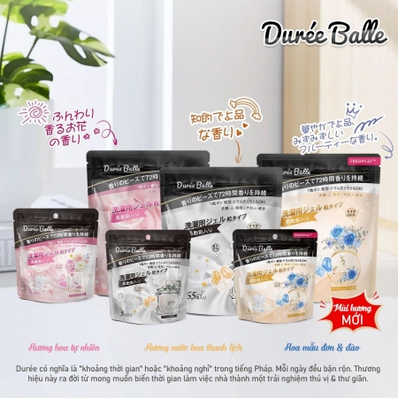 Túi 65 viên giặt xả Duree Balle hương hoa mẫu đơn - Hàng Nhật nội địa