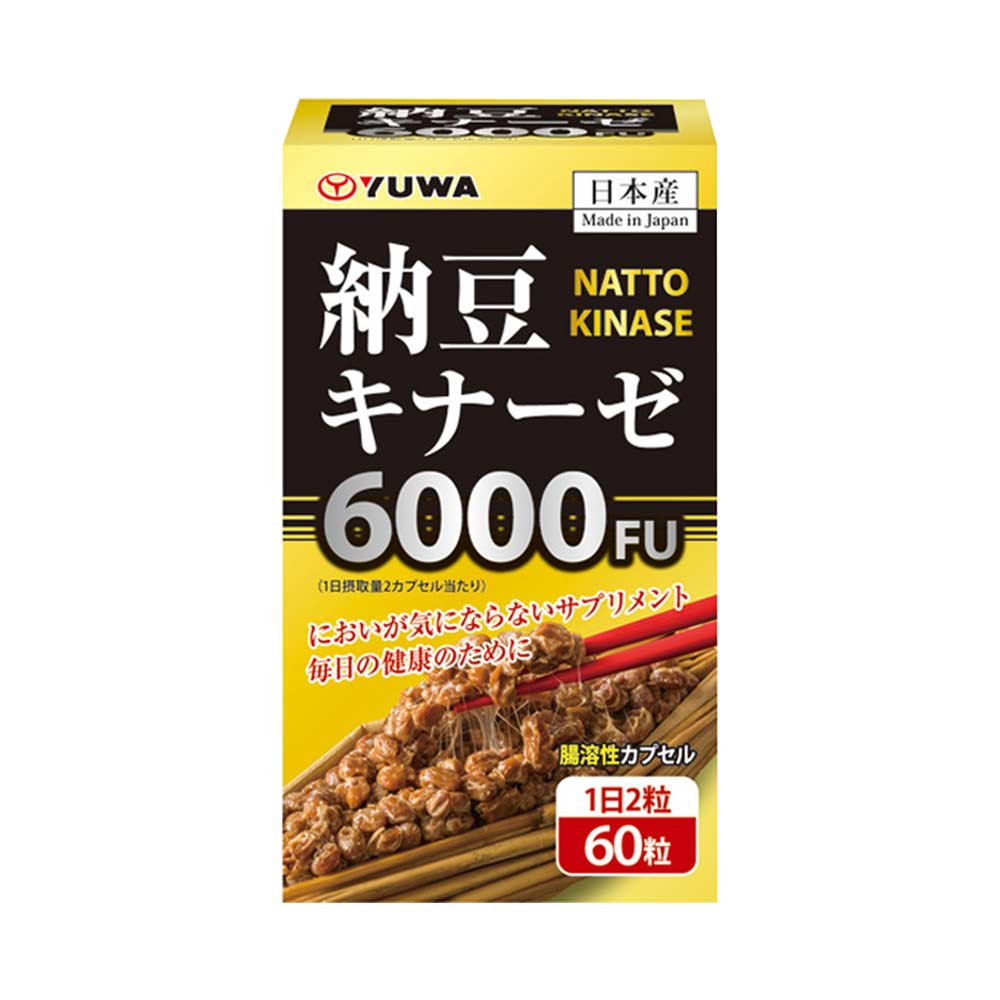 Viên uống hỗ trợ phòng ngừa tai biến Natto Kinase Yuwa 6000fu 60 viên - Hàng Nhật nội địa