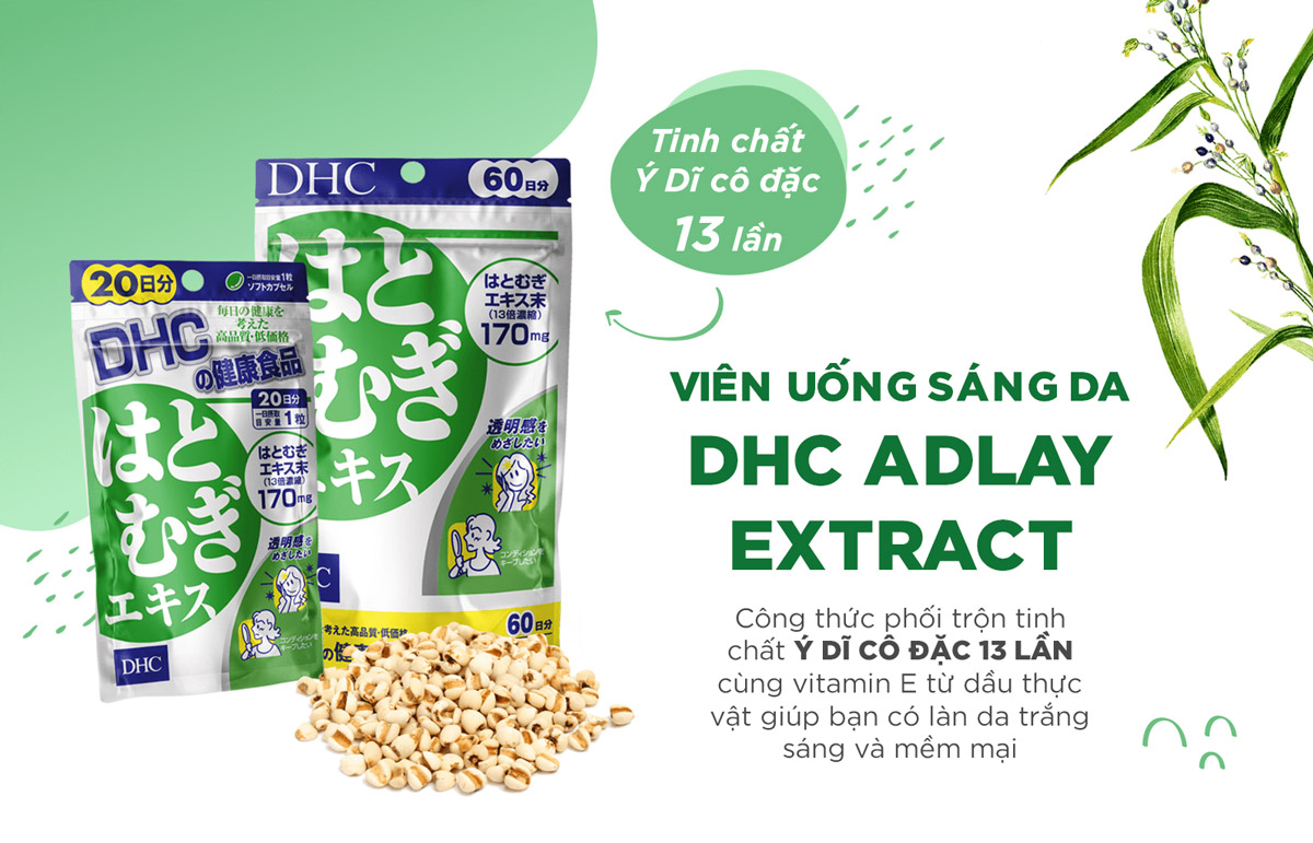 Viên uống trắng da Coix DHC 20 viên, 30 viên - Hàng Nhật nội địa