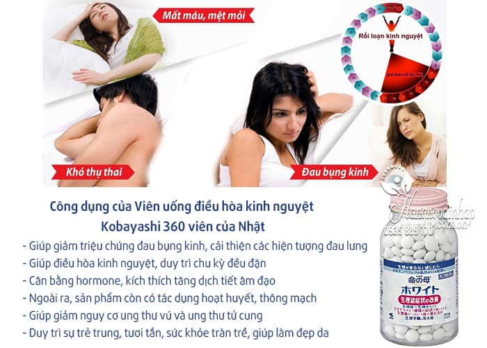 Viên Uống Điều Hòa Kinh Nguyệt Kobayashi 180 viên và 360 Viên - Hàng Nhật nội địa