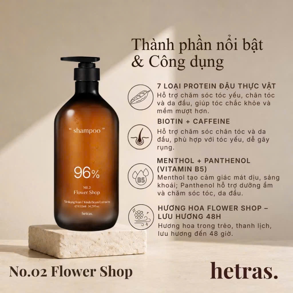 ( Hàn Quốc) Dầu Gội Hetras The Simkong Shampoo Flower Shop 1013ml ( Hương hoa tươi ngọt ngào)